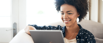 woman with tablet